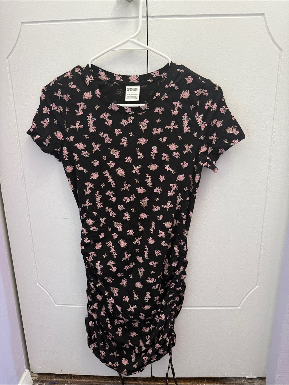 PINK Victoria's Secret Black Tee Dress with Pink Floral Print